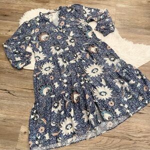 LOFT Dress Petite Small Floral Viscose Natural Fibers Summer